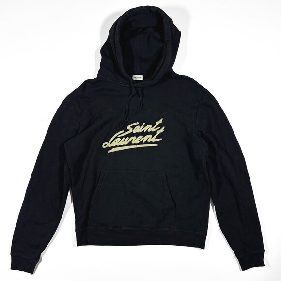 Saint Laurent 50s Signature Logo Hoodie Black Size XL - Picture 1 of 10